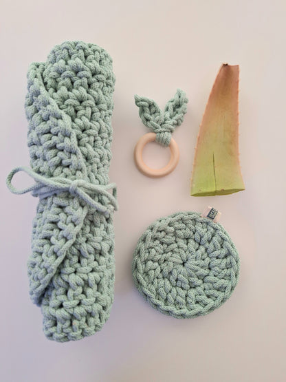 SET ALOE. Mantel individual, posavasos y porta-servilletas.
