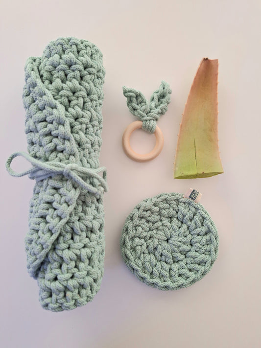 SET ALOE. Mantel individual, posavasos y porta-servilletas.